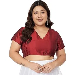 studio rasa Women's Plus Size Silk Blend Stretchable Top for Wedding Festive Party-picture-54