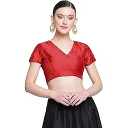 studio rasa Women's Silk Blend Stretchable Crop Top for Festive Wedding Party-picture-18