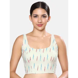 Studio Shringaar Printed Round Neck Sleeveless Saree Blouse-picture-49