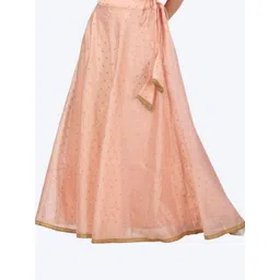 Studio Shringaar Women Pink Self Design Chanderi Silk Maxi Flared Skirts-picture-18