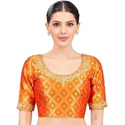 studio shringaar Women's Brocade Half Sleeve Blouse-picture-15