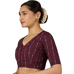 studio shringaar Women's Cool Handloom Cotton Side Stretchable (Smocked) Readymade Saree Blouse-picture-24