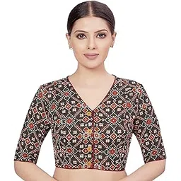 studio shringaar Women's Half Sleeve Cotton Printed Readymade Saree Blouse-picture-10