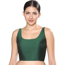 studio shringaar Women's Resham Brocade Sleeveless Padded Saree Blouse-picture-27