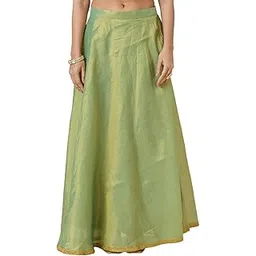 studio shringaar Women's Shimmer Silk Skirt Lehenga with 4 Meters Flare (Free Size)-picture-1