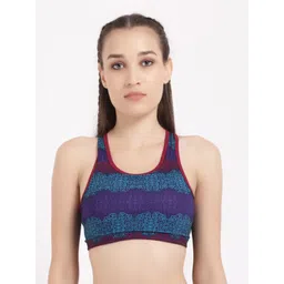 STUDIOACTIV Blue & Purple Abstract Sports Bra-picture-13
