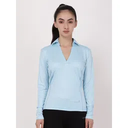 STUDIOACTIV Women Blue V-Neck Applique T-shirt-picture-11