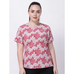 STUDIOACTIV Women Pink & White Floral Printed T-shirt-picture-39