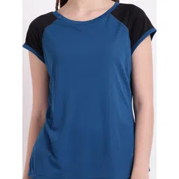 STUDIOACTIV Women Teal Blue Moisture Wicking Regular Fit T-shirt image 5