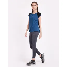 STUDIOACTIV Women Teal Blue Moisture Wicking Regular Fit T-shirt image 2