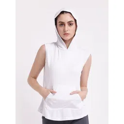 STUDIOACTIV Women White Solid Hooded Pullover Sweatshirt-picture-36
