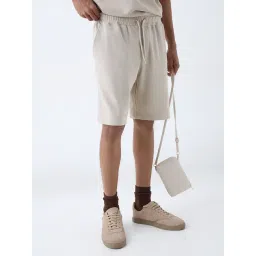 studiofit men Studiofit by Westside Beige Relaxed-Fit Mid-Rise Cotton-Blend Shorts-picture-34