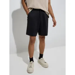 studiofit men Studiofit by Westside Black Solid Relaxed-Fit Mid-Rise Shorts-picture-40