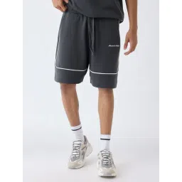studiofit men Studiofit by Westside Charcoal Text Pattern Relaxed-Fit Mid-Rise Shorts-picture-45