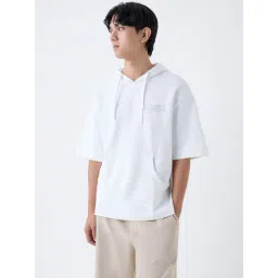 studiofit men Studiofit by Westside White Relaxed-Fit Cotton-Blend Hoodie-picture-21