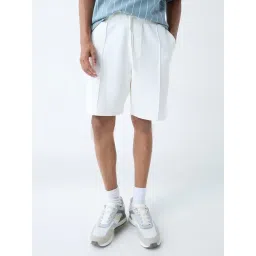 studiofit men Studiofit by Westside White Relaxed-Fit Mid-Rise Cotton-Blend Shorts-picture-11