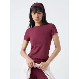 studiofit women Studiofit by Westside Burgundy Solid T-Shirt-picture-21