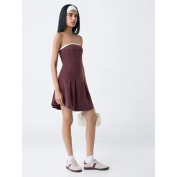 studiofit women Studiofit by Westside Dark Brown Box Pleated Tube Dress-picture-46