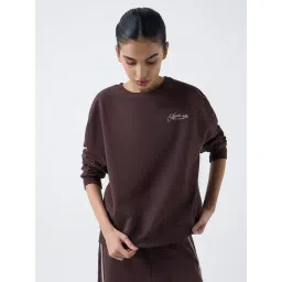 studiofit women Studiofit by Westside Dark Brown Text Design Cotton-Blend Sweatshirt-picture-45