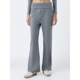 studiofit women Studiofit by Westside Grey High-Rise Cotton-Blend Bootcut Pants-picture-35