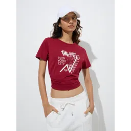 studiofit women Studiofit by Westside Maroon Cityscape-Inspired Cotton T-Shirt-picture-24