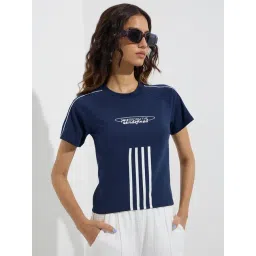 studiofit women Studiofit by Westside Navy Printed Cotton-Blend T-Shirt-picture-22