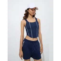 studiofit women Studiofit by Westside Navy Striped Cotton-Blend Top-picture-42