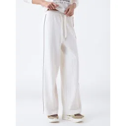 studiofit women Studiofit by Westside Off-White High-Rise Cotton-Blend Pants-picture-17