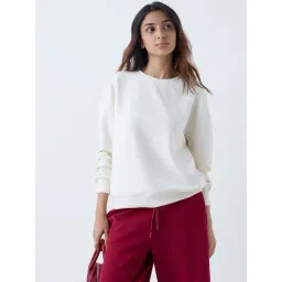 studiofit women Studiofit by Westside Off-White Solid Sweatshirt-picture-12