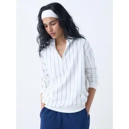 studiofit women Studiofit by Westside White Cotton-Blend Quarter-Zip Sweatshirt-picture-46