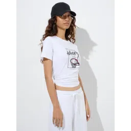 studiofit women Studiofit by Westside White Printed Cotton T-Shirt-picture-18