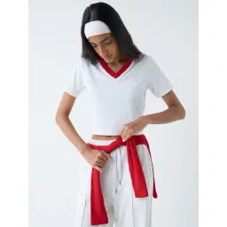 studiofit women Studiofit by Westside White Ribbed-Textured Polo T-Shirt-picture-43