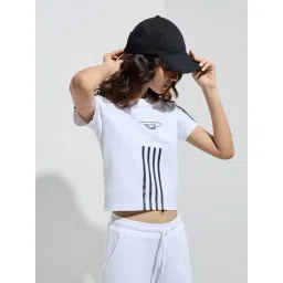 studiofit women Studiofit by Westside White Text Pattern Cotton-Blend T-Shirt-picture-26