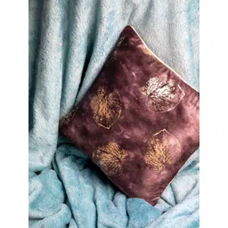 STUDIOHMK Maroon Foil Printed Velvet Square Cushion Cover image 3