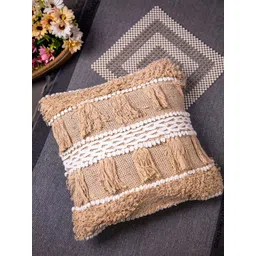 STUDIOHMK Peach-Colored & White Self-Design Cushion Cover-picture-25