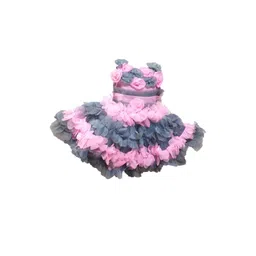 STUMBLE FASHION Girls Grey & Pink Fit and Flare Dress-picture-12