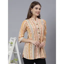 STUNICS Women Embellished Mandarin Collar Top image 3