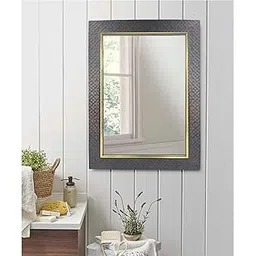 Stuthi Arts Rectangular Framed Wall Mirror (25 x 34 cm), Brown Wooden Frame, 3MM Looking Glass, Wall Mounted, Bedroom, Bathroom, Kitchen, Living Room-picture-32