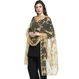 stuti fashion Net Embroidered Gold Women Dupatta-picture-10