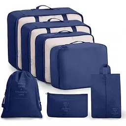 Stvin Travel Organizer Pouch, Packing Cubes, Luggage Organiser Bags for Travel, Suitcase Organizer for Travelling, Packing Bags for Clothes, Set of 7 (Navy Blue)-picture-38