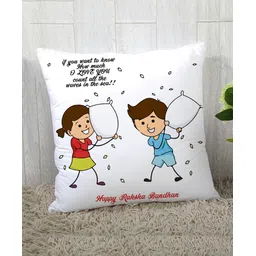 Stybuzz Raksha Bandhan Cushion Cover Waves In The Sea Print - White-picture-24