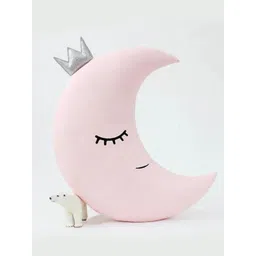 STYBUZZ Unisex Kids Pink & Black Printed Cute Crescent Moon Cushion-picture-20