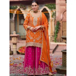 STYFLORA Women Ethnic Motifs Embroidered Regular Kurta with Palazzos & With Dupatta-picture-26