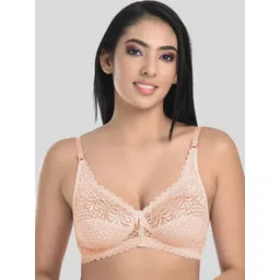 StyFun Beige Non Padded & Non Wired Floral Lace Bra-picture-16