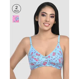StyFun  Pack of 2 Blue & Pink Floral  Everyday Bra S_Rosy_Bra_BluePink-picture-29