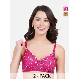 StyFun Pack Of 2 Floral Printed Push-Up Bra Full Coverage Lightly Padded Non-Wired-picture-40