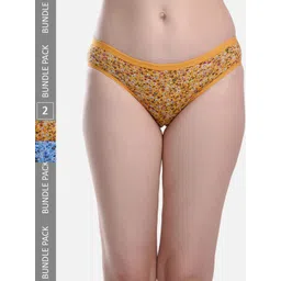 StyFun Pack Of 2 Printed Anti-Microbial Hipster Briefs LS_Flower_Panty_BeigeBlue-picture-15