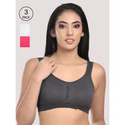 StyFun Women Black & White Pack Of 3 Cotton Blend Sports Bra-picture-32