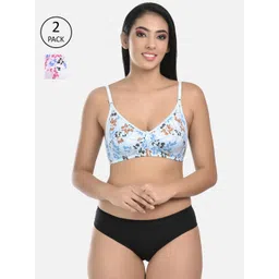 StyFun Women Pack of 2 Blue & Pink Floral Lingerie Set-picture-38