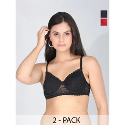 StyFun Women Pack of 2 Floral Bra Full Coverage Underwired Lightly Padded Bra-picture-40